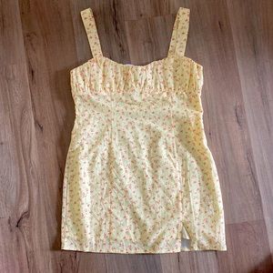 Princess Polly Freya Mini Dress - Yellow - Pink Floral